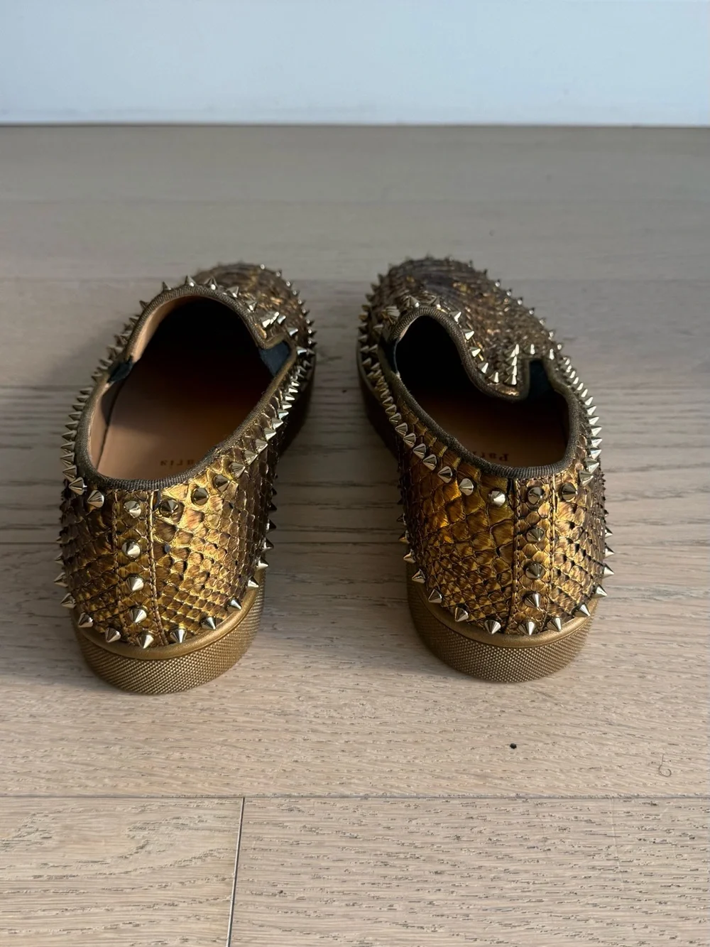 Christian Louboutin Gold Studded Loafer Slip-Ons